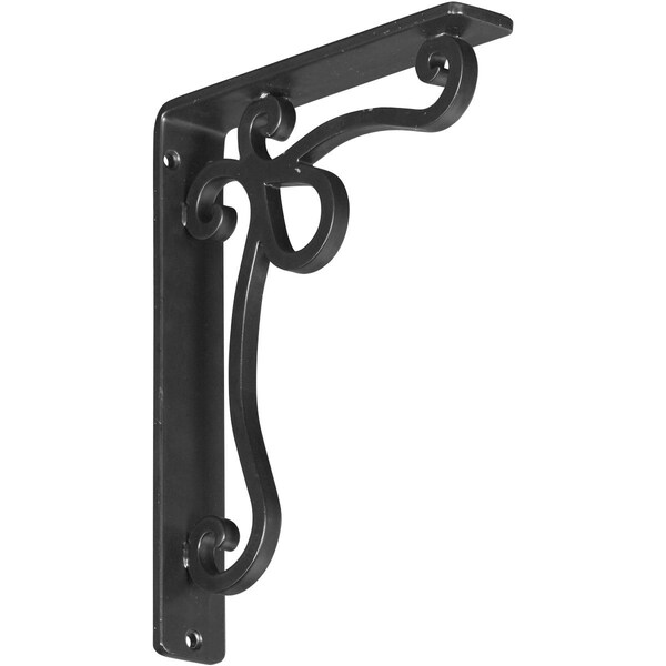 Ekena Millwork Orleans Wrought Iron Bracket, (Single center brace), Powder Coated Black 1 1/2"W x 7 1/2"D x 10"H BKTM01X07X10SOL - main